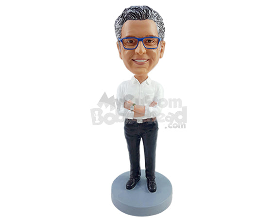 Custom Bobblehead Business man on a nice outfit with crossed arms ready to have a conversation - Leisure & Casual Casual Males Personalized Bobblehead & Action Figure Custom Bobblehead Business man on a nice outfit with crossed arms ready to have a conversation - Leisure & Casual Casual Males Personalized Bobblehead & Action Figure